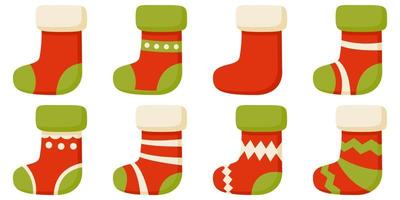 Set of Christmas Sock in flat style isolated vector