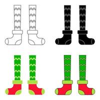 Set of Elf feet in flat style isolated vector