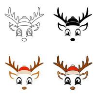 Set of Reindeer Face in flat style isolated vector