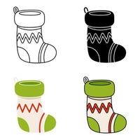 Set of christmas sock in flat style isolated vector