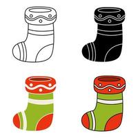 Set of christmas sock in flat style isolated vector