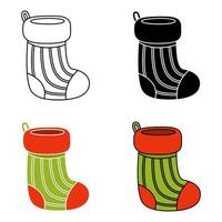 Set of christmas sock in flat style isolated vector