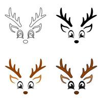 Set of Reindeer Face in flat style isolated vector