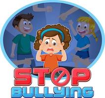 Stop Bullying text with cartoon character vector