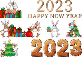 Set of 2023 new year element icon vector