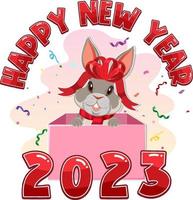 Happy New Year 2023 with cute rabbit vector