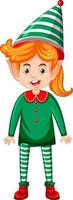 Cute kid wearing elf costume cartoon vector