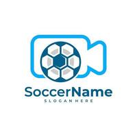 Camera Soccer logo template, Football logo design vector