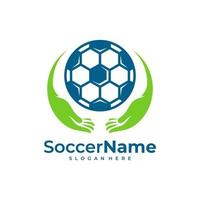 Care Soccer logo template, Football logo design vector