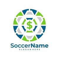 plantilla de logotipo de fútbol de dinero, vector de diseño de logotipo de fútbol