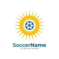 Sun Soccer logo template, Football logo design vector