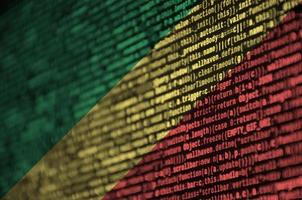 Congo flag is depicted on the screen with the program code. The concept of modern technology and site development photo