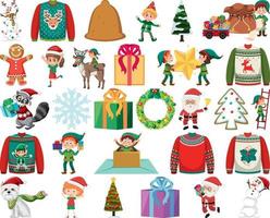 Christmas characters and elements set vector