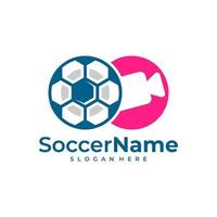 Camera Soccer logo template, Football logo design vector