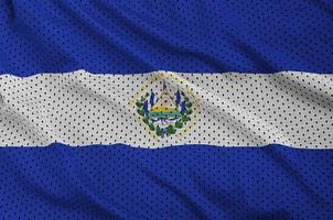 El Salvador flag printed on a polyester nylon sportswear mesh fa photo