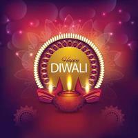 Diwali festival of light with creative oil lamp vector