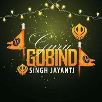 guru gobind singh jayanti celebración tarjeta de felicitación con ilustración vectorial vector