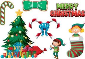 Christmas characters and elements set vector