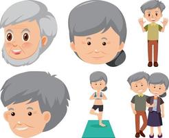 Collection of elderly people icons vector