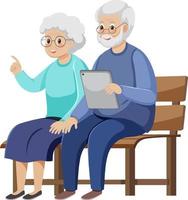 Senior couple using tablet vector