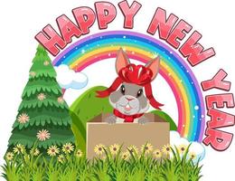 Happy New Year 2023 with cute rabbit vector