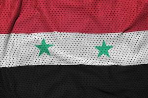 Syria flag printed on a polyester nylon sportswear mesh fabric w photo