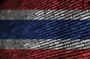 Thailand flag is depicted on the screen with the program code. The concept of modern technology and site development photo