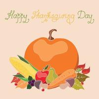 Happy Thanksgiving Day harvest of fruits and vegetables vector