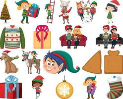 Christmas characters and elements set vector