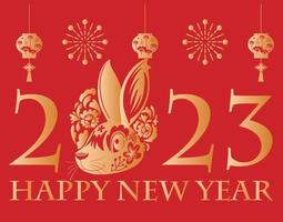 Happy New Year 2023 Year of the Rabbit vector