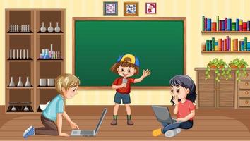 Children using technology devices vector