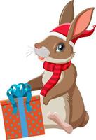 A rabbit with gift box vector