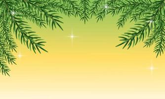 Christmas background with fir branches and glowing lights on gradient background. Vector illustration.