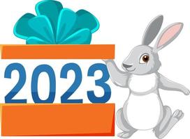 New Year 2023 rabbit sign icon vector