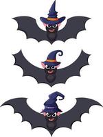 conjunto de dibujos animados de murciélago volando vector
