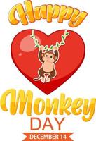 Monkey day text for banner or poster design vector