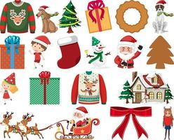 Christmas characters and elements set vector