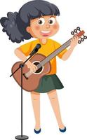 A girl playing acoustic guitar vector