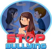 Stop Bullying text with cartoon character vector