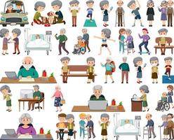 Collection of elderly people icons vector