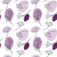 Seamless pattern from branches with spots in trendy pale violet tint. Abstract background texture vector