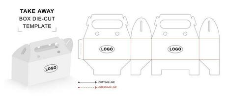 plantilla troquelada de caja para llevar vector
