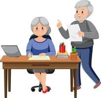 Senior couple using computer vector