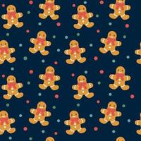 Christmas seamless pattern with ginger bread man vector