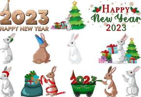 Set of 2023 new year element icon vector