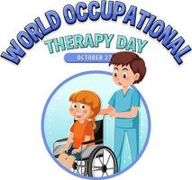 diseño de banner de texto del día mundial de la terapia ocupacional vector
