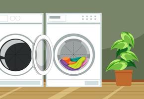 Laundry room interior design with furnitures vector