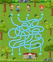 Maze game template for kids vector