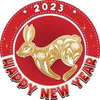 Happy New Year 2023 with cute rabbit vector