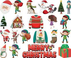 Christmas characters and elements set vector